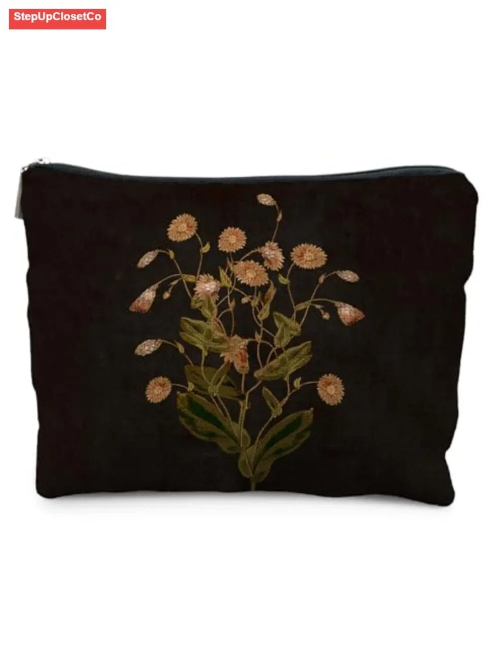Vintage Floral Linen Cosmetic Bag, Zipper Pouch Travel Toiletry Organizer